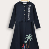 Reeve dress combined with cardigan - Navy