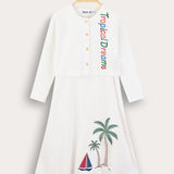 Reeve dress combined with cardigan - cream