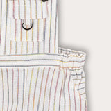 Striped jumpsuit with suspenders - white