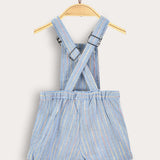 Striped overalls with suspenders - light blue