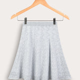 Flared knit skirt - light blue
