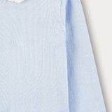 Knitted shirt with crochet collar - light blue