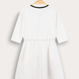 Country print pocket dress - white