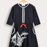 Country print pocket dress - Navy