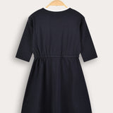Country print pocket dress - Navy