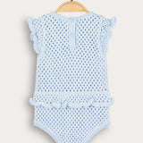 Knitted overalls with embroidery - light blue