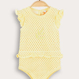 Knitted overalls with embroidery - yellow