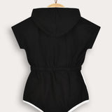 Sporty overalls with hood - black