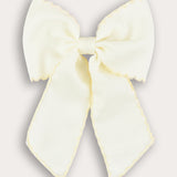 Beige bow tie with wavy ends - beige