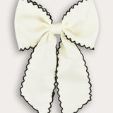 Beige bow tie with wavy ends - black