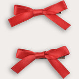 Pair of mini satin pins - red
