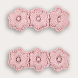 Pair of flower brooches - pink