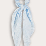 Cotton lace elastic band with trail - blue