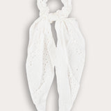 Cotton lace elastic band with trail - white