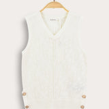 Open V-neck knit cardigan - cream