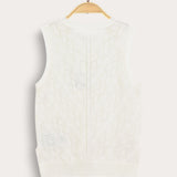 Open V-neck knit cardigan - cream