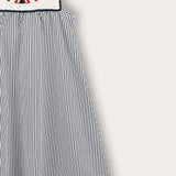 Striped sarafan with straps - Navy