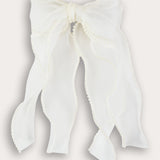 Double Tulle Brooch with Pearl Extension - White