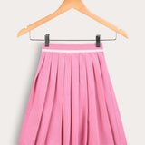 Flared Pleated Skirt - Pink