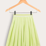 Flared Pleated Skirt - Lime