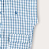 Checkered vest with collar - light blue