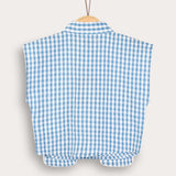 Checkered vest with collar - light blue