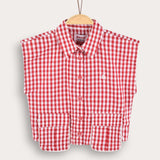 Checkered vest with collar - red