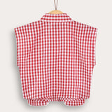 Checkered vest with collar - red