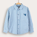 Button-down plaid shirt - blue