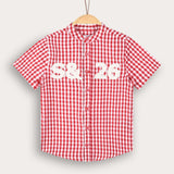Button-down plaid shirt - red