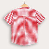 Button-down plaid shirt - red