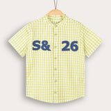 Button-down plaid shirt - lime