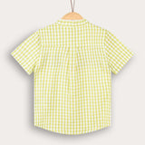 Button-down plaid shirt - lime