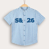 Button-down plaid shirt - blue