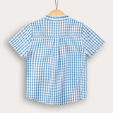 Button-down plaid shirt - blue