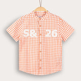 Checkered button-down shirt - orange
