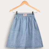 Striped skirt with pockets - blue