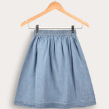 Striped skirt with pockets - blue