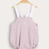 Striped jumpsuit with suspenders - Cherry