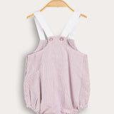 Striped jumpsuit with suspenders - Cherry