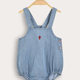 Striped jumpsuit with suspenders - blue
