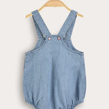 Striped jumpsuit with suspenders - blue