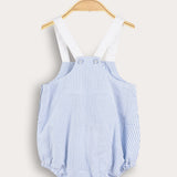Striped overalls with suspenders - light blue