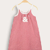 Checkered Strapless Blouse - Red