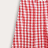 Checkered Strapless Blouse - Red