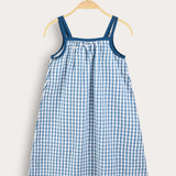 Strapless blouse with checks - light blue