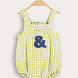 Checkered suspender jumpsuit - lime