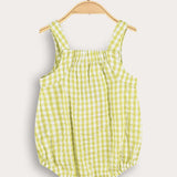 Checkered suspender jumpsuit - lime