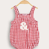 Checkered suspender jumpsuit - red