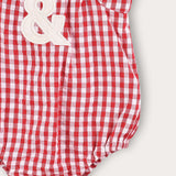 Checkered suspender jumpsuit - red